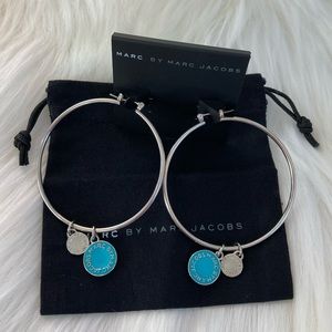 NWT Marc Jacobs Enamel Logo Hoop Disc Earrings